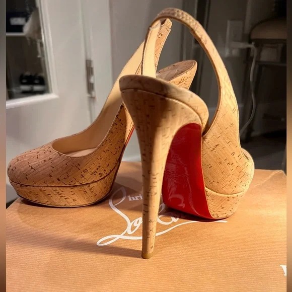 100 Authentic Christian Louboutin Cork Slingback sz 37 - Picture 4 of 7